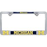 Premium Wolverines Mascot License Plate Frame w/Dual 3D Logos - Second Generation (Michigan)