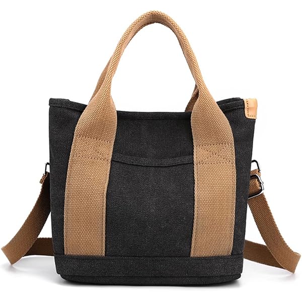 Amazon.com: Tuobo Small Tote Bag with Zipper, Canvas Multi-Pocket