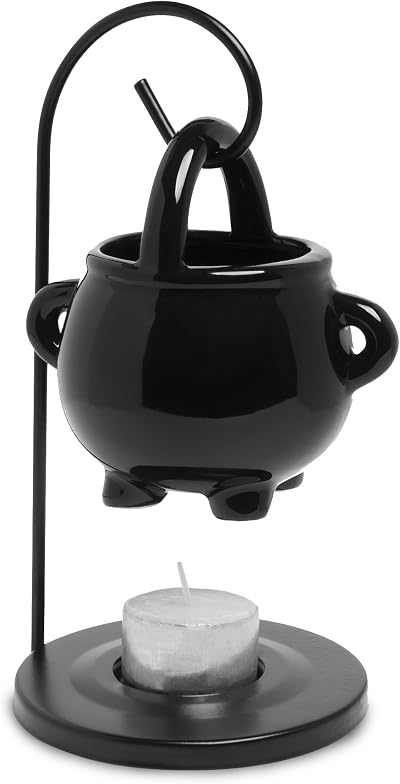Anbar Hanging Cauldron Wax Melt Burner with Tealight Black Warming Stand