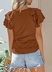 SHEWIN Plus Size Tops for Women 2025 Ruffle Short