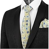 Alizeal Mens 3.15inches Light Color Rustic Tie with Flower Printed Handkerchief
