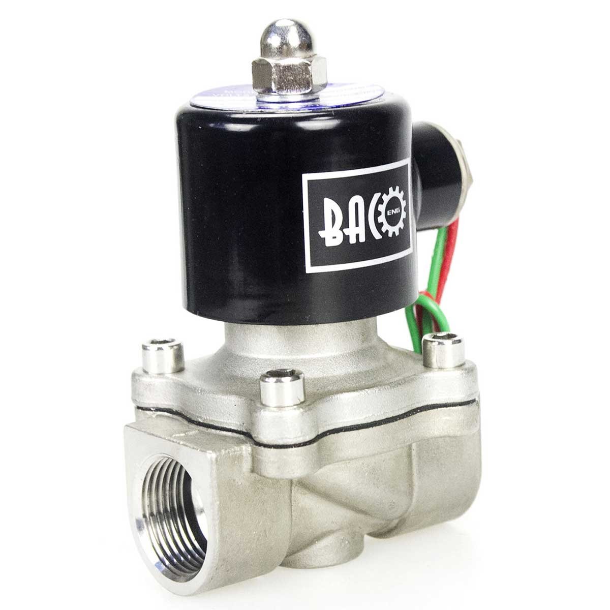 BACOENG 3/4" AC220V Electric Solenoid Valve (BSP, Stainless Steel, Normally Closed)