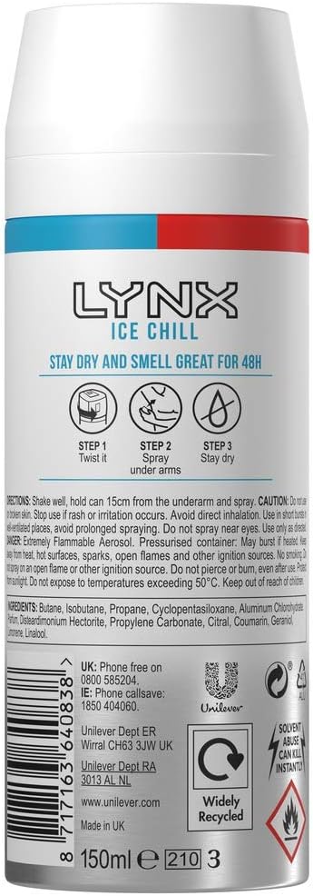 Lynx Ice Chill 72h Protection Deodorant Anti-Perspirant Deodorant Spray for Men Bulk Pack (6 x 150 ml) - Image 3