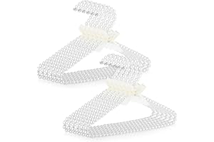 Threan White12 Pcs Pearl Beaded Clothes Hanger Mini Pearl Beads Small Metal Clothes Hangers with Ribbon Standard for Kids Baby Children Pet Dog