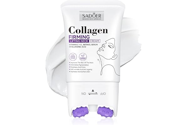 VRAIKO SADOER Gua Sha Neck Cream, Firming Cream for Neck & Jawline Lifting with Double Massage Rollers, Décolleté Moisturizer