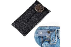 Elastic Waist Extender Strong,with Metal Adjustable Pants Button,Waistband Extenders,Denim Material,Easy Fit Pants Button,for