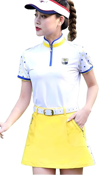Amazon Keimi ケイミ ゴルフ スカート レディース 半袖 ポロシャツ ゴルフ シャツ トップス 半袖 夏 ストレッチ インナーパンツ付き 無地 軽量 通気 ゴルフシャツ 通販