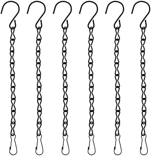 ysister 6 Stück Blumenampel Ketten, Hängende Kette Blumentopfkette Blumenampel Ketten Haken Metallkette für Vögel, Blumentöpfe, Laternen, Billboard, Blumentopf Garten Außeneinsatz-Schwarz