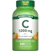 Nature's Truth Vitamin C 1000mg with Rose Hips Caplets | 300 Count | Vegan, Non-GMO &amp; Gluten Free Supplement