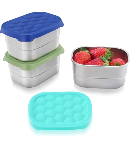 Boîte à Bento Everusely Sauge 0,8L Acier Inox - 3 Compartiments Avec Récipient Condiments, Étanche