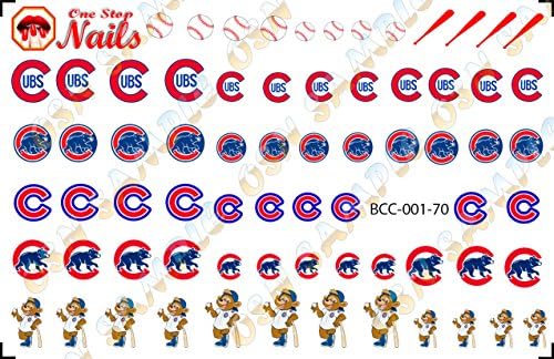 Chicago Cubs Clear waterslide nail decals (Nail tattoos) V1. Set of 70.