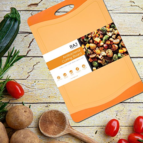 Raj Plastic Cutting Board Reversible Cutting board, Dishwasher Safe, Chopping Boards, Juice Groove, Large Handle, Non-Slip, BPA Free, FDA Approved (18", Orange) - Thumbnail 6