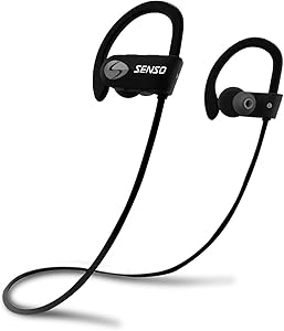 SENSO Bluetooth Headphones, Best Wireless Sports Earphones w/Mic IPX7 Waterproof HD Stereo Sweatproof Earbuds for Gym Running Workout 8 Hour Battery Noise Cancelling Headsets (Grey/Black), Small