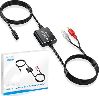 eSynic Optical to RCA Converter 192 KHZ DAC Portable Aluminum Shell