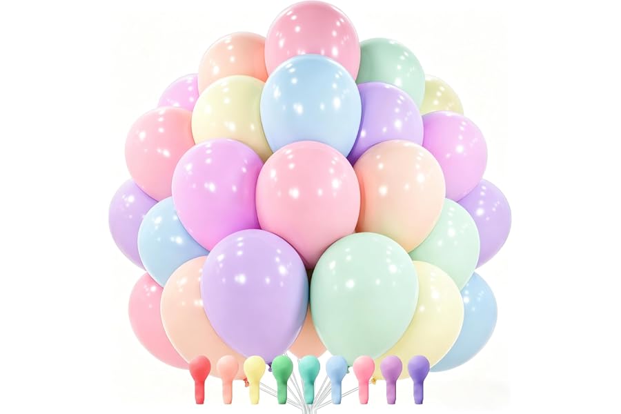 PartyWoo Pastel Balloons 100pcs 12 Inch Pastel Rainbow Latex Balloons for Baby Shower Gender Reveal Engagement Bachelorette Easter Bridal Shower Anniversary Retirement Birthday Party Decorations