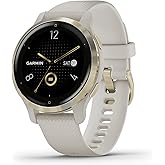 Garmin Venu 2S, Smaller-Sized GPS Smartwatch with Advanced Health Monitoring and Fitness Features, Light Gold Bezel with Tan 