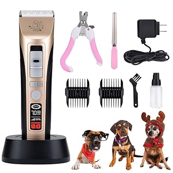 Hundeschermaschine 5-Geschwindigkeit Haustier Schermaschine Wiederaufladbare Drahtlose Elektrische geräuscharm Tierhaarschnei