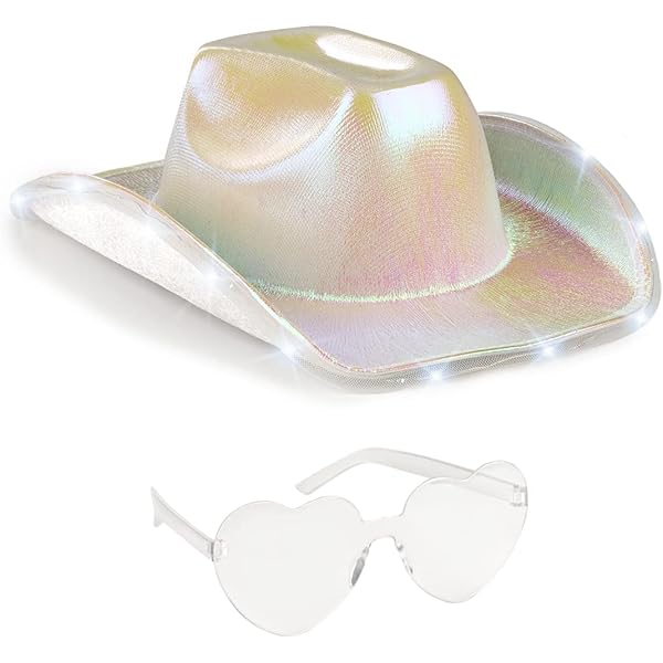Glitter Cowboy Hat Carnival-Themed Cowgirl Hat Fashionable Headgear With Bandana And Glasses For Gathering Mueadegth I.1618572203