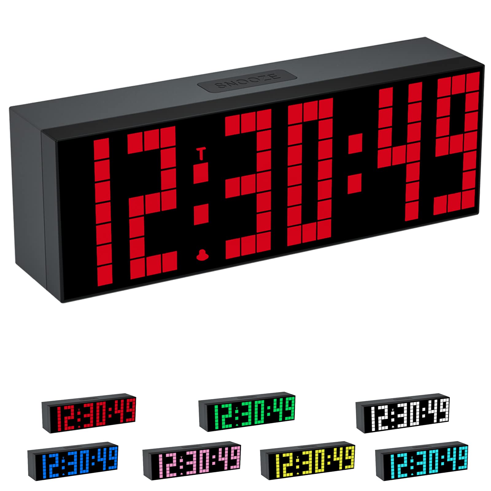 CHKOSDA Digital Alarm Clock, 2" LED Display with 7 Color Options, Adjustable Brightness, Countdown Timer, Remote Control, Calendar & Temperature for Bedroom
