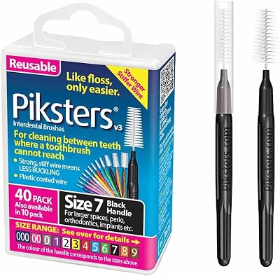 Piksters Interdental Brushes 40 pk Size 7 Black for Large Gaps Braces