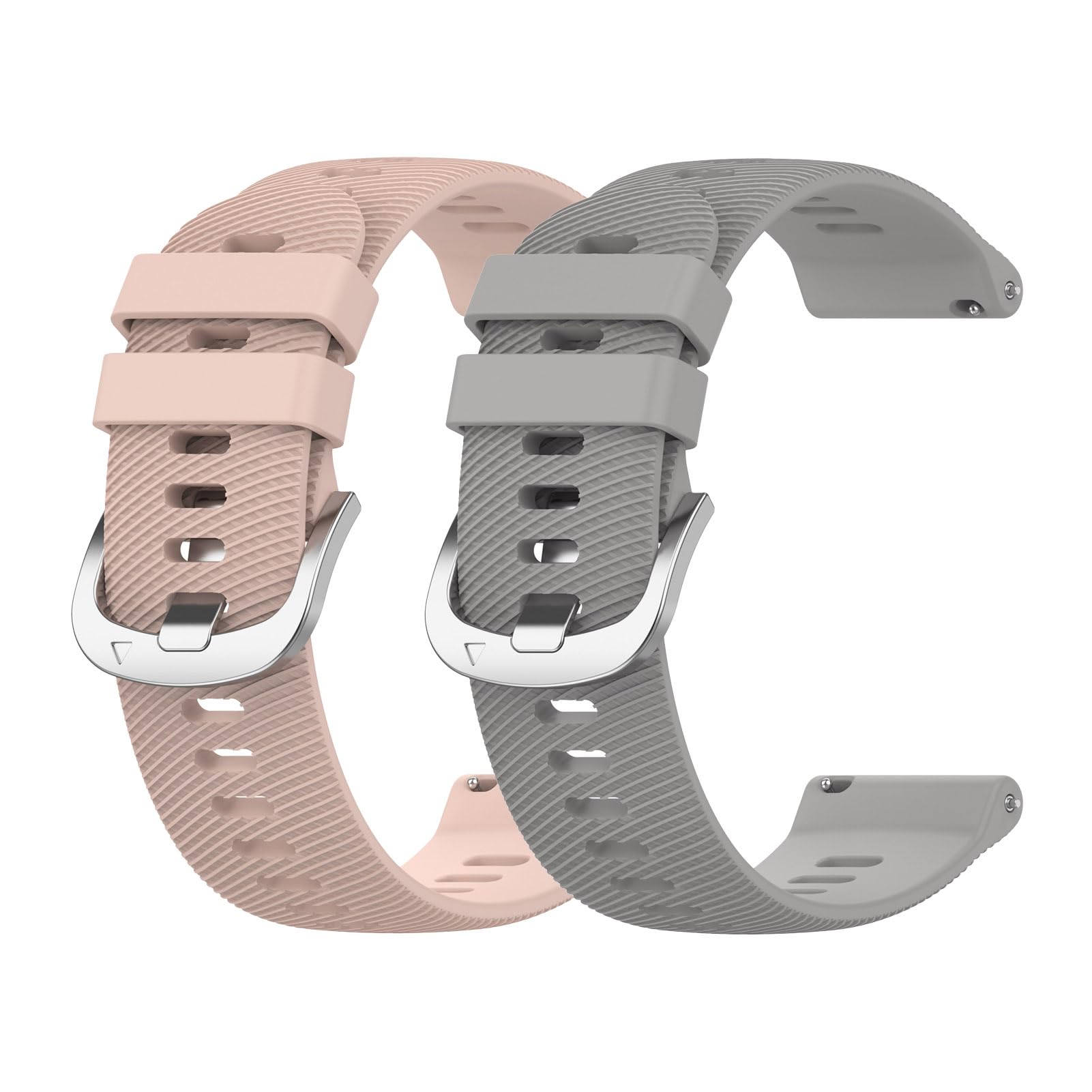 Garmcool 2 Pack 18mm Watch Strap Compatible for Garmin Venu 2S/Venu 3S/Vivoactive 4S/Forerunner 255S/Vivomove 3S, Silicone Sport Straps Pink, Grey for Women Men (Strap Only) — image 1