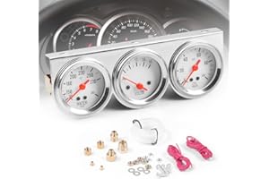 Dyno Racing 2inch 52MM Triple Gauge kit Volt Meter Water Temp Temperature Gauge Oil Press Pressure Gauge Car Meter Triple Gauge Set