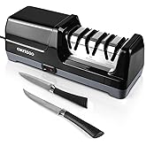 Enutogo Knife Sharpener, Professional 3-Stage Electric Knife Sharpener for Kitchen Knives, 100% Diamond Abrasive for 20° Precision Angle Guide, Quickly Sharpening and Polish Blades