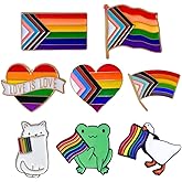 Pride Pins LGBTQ LGBT Rainbow Progress Flag Enamel Pin Button for Backpack Lanyards Jewelry Gay Bi Queer Lesbian Trans Transgender Love is Love Ally Goose Frog Flower Heart Bulk Accessories