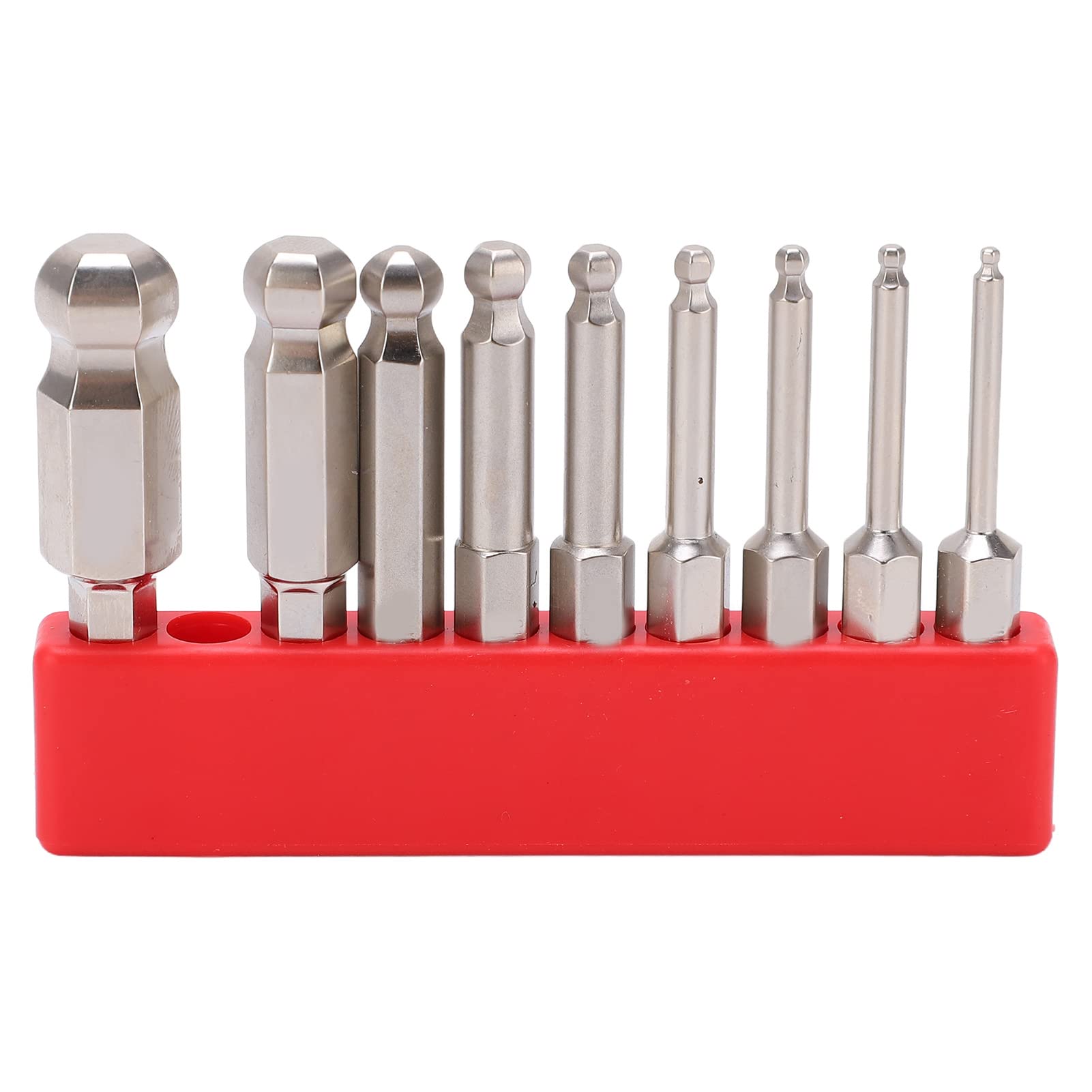 Akozon 9pcs Hex Screwdriver Bit Set 1/4 Inch Hex Shank Steel Magnetic Ball Head Hex Bits Metric Ball End(50mm)