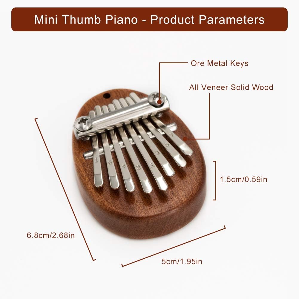 FOVERN1 Mini Kalimba, 8 Keys Thumb Piano Marimbas Finger Piano African