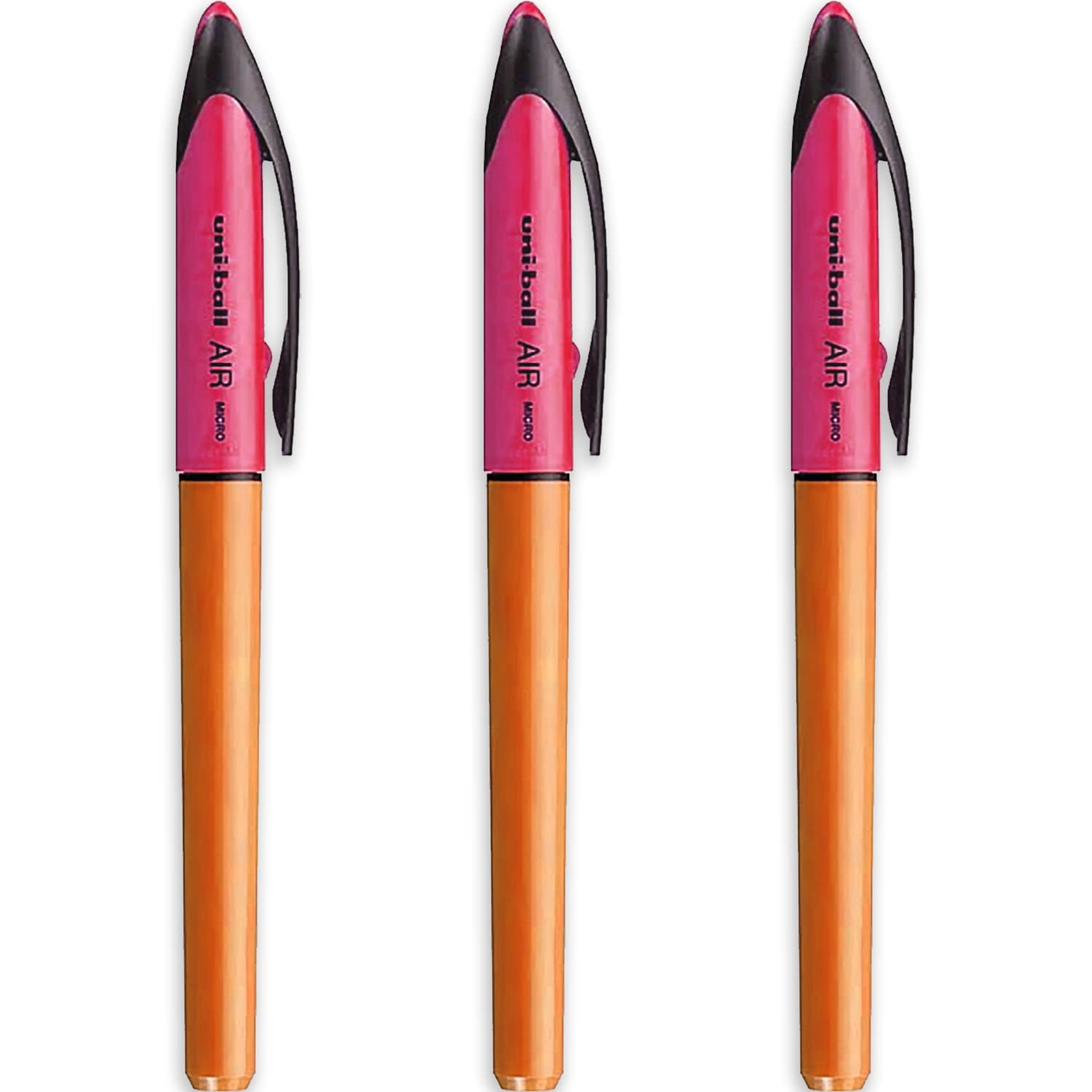 uni-ball Air – 0.5mm Rollerball - Orange Barrel - Black Ink – Pack of 3 - UBA-188E-M