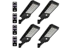 Arily Solar Street Lights Outdoor 144 LED Street Light Solar Powered Street Light Dusk to Dawn Solar Outdoor Lights Remote Control Solar Barn Lights for Parking Lot, Garage, Yard -4 Pack