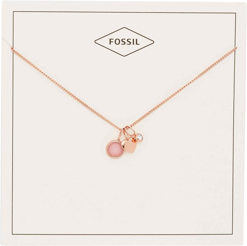 Collier pendentif rond en acier inoxydable ton or rose pour femme avec fermoir mousqueton