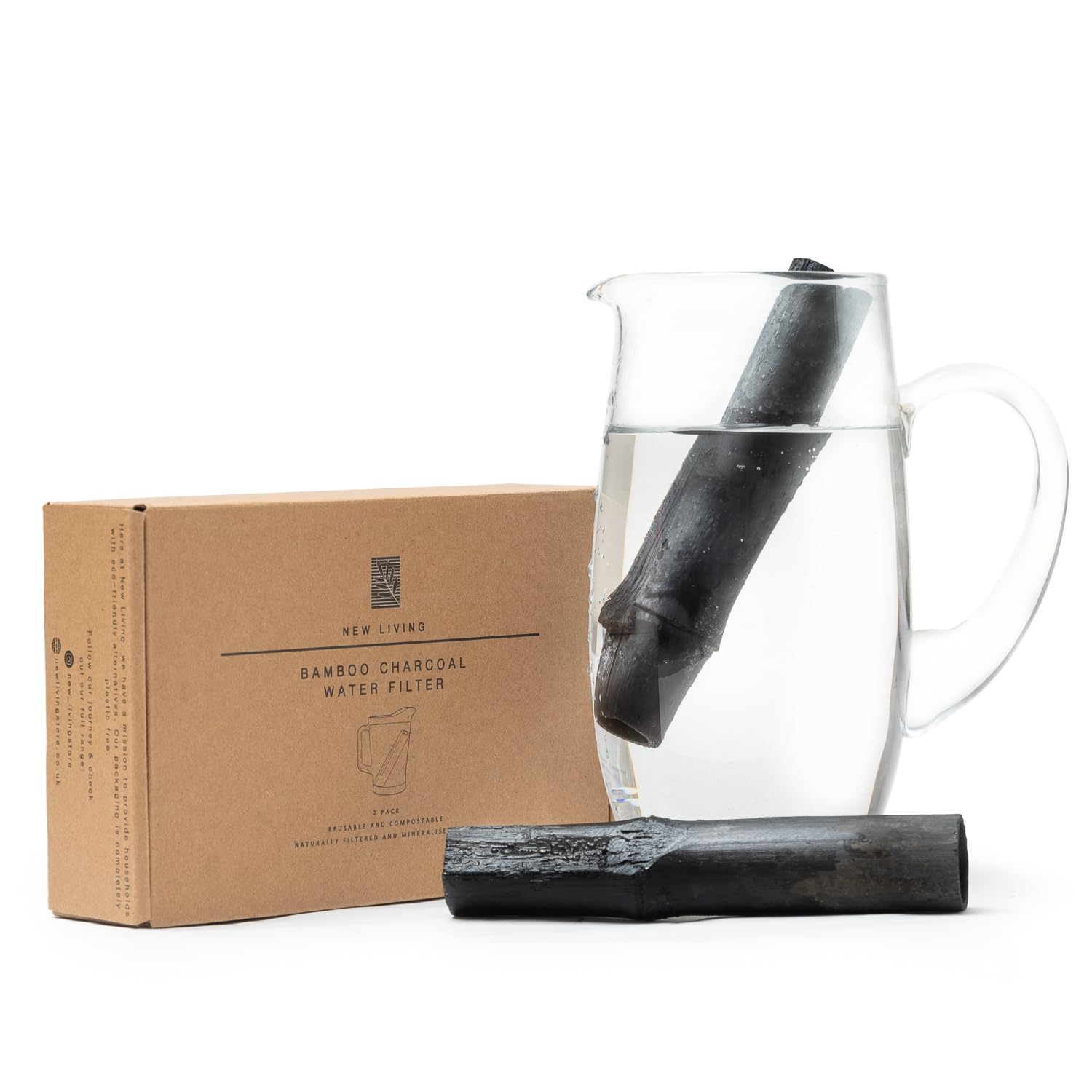 Bamboo Charcoal Water Filter Sticks 2X | Eco Product | Active Bamboo Binchotan | Purify Water | Reduce Plastic Waste