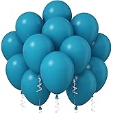 Jobkoo Peacock Blue Balloons, 12 Inch 30 Pcs Turquoise Blue Balloon Teal Blue Latex Balloons Matte Dark Teal Aqua Blue Helium Balloons for Birthday Baby Shower Wedding Whale Theme Party Decorations