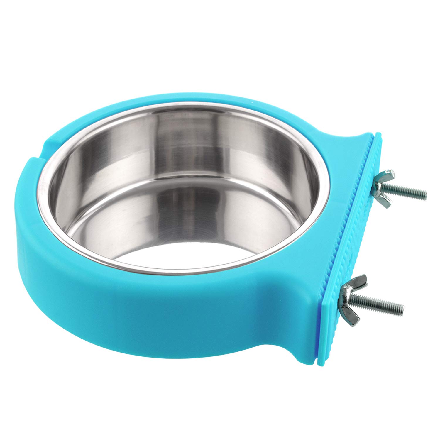 MOACC Crate Dog Bowl, Removable Stainless Steel Hanging Pet Cage Bowl Food & Water Feeder Coop Cup for Cat, Puppy, Birds, Rats, Guinea Pigs, 520ml, Blue
