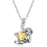 YFN Sloth Gifts Sterling Silver Sloth Necklace Heart Crystal Sloth Jewelry for Women Men Christmas Gifts