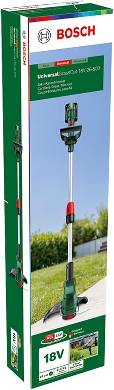 Akku-Rasentrimmer UniversalGrassCut 18V-26-500 (zum Rasentrimmen und Kantenschneiden; Ladezeit: 65 min; Schnittkreisdurchmesser: 26 cm; 18-Volt-System; mit 2.0 Ah-Akku und Ladegerät)
