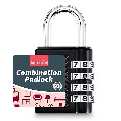 SOL 4 Digit Combination Padlock – Heavy Duty Number Padlock Outdoor Use, Weatherproof Lock for Gym, Locker, Shed & Toolbox – Secure Resettable Code Lock for Travel, Gates & Storage