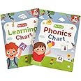 Lachilly My First Learning Chart and My First Phonics Chart Set Words Learning Sheet Educational Poster Vocabulary Building Flashcards Worksheet Teacher Teaching Aids for Pre-Kindergarten