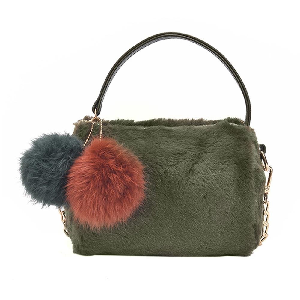 green faux fur bag