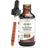 Anven Health 25-in-1 Mushroom Complex Supplement Liquid Drops with Ashwagandha, Lion's Mane, Reishi, Chaga, Cordyceps, Turkey Tail Tincture for Immunity, Energy & Cognition - Non-GMO | 2fl oz