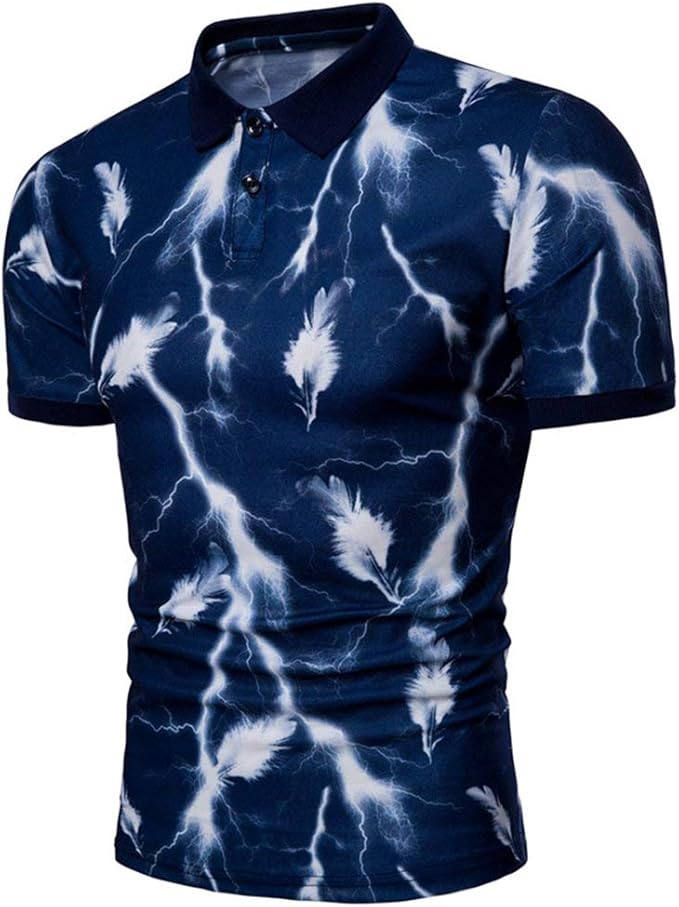 Short Sleeve Polo Shirt Lightning Casual Unique Feather Mens Summer