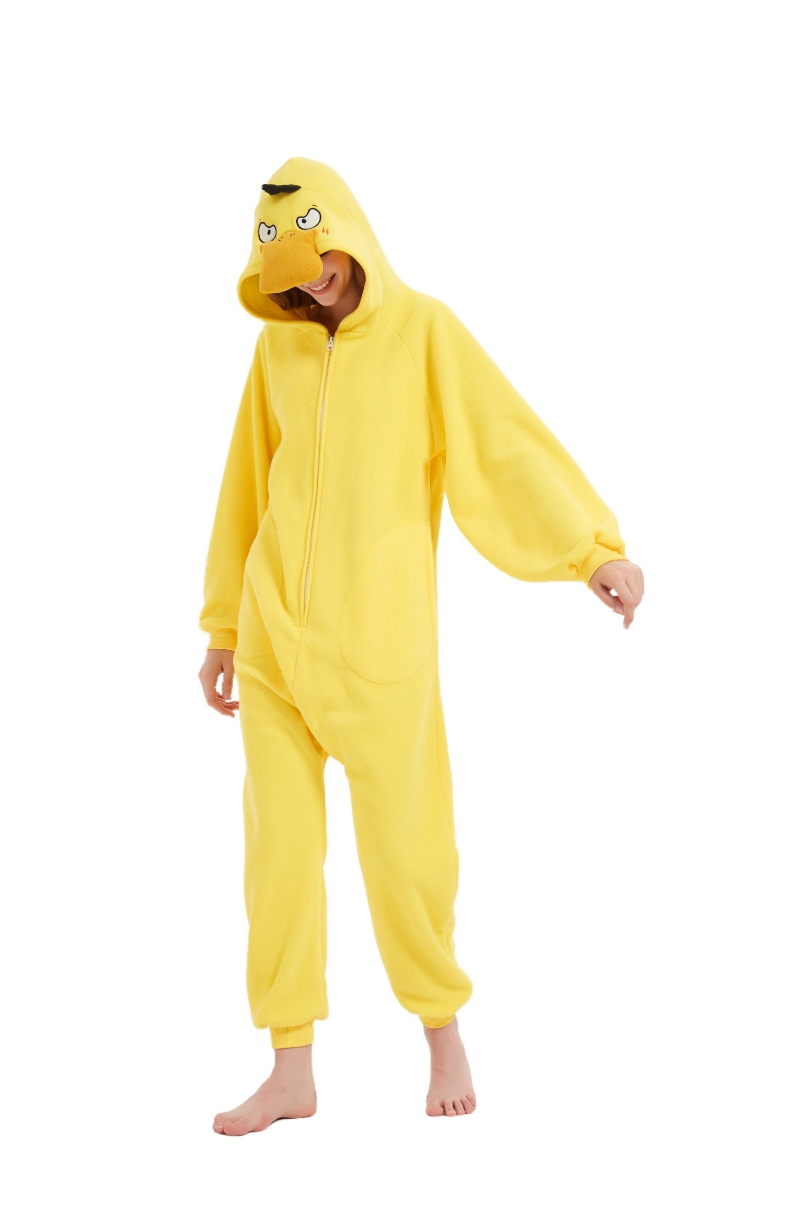 Photo 1 of * sleeve is dirty *
AnmHIwcte Onesies Adult Halloween Cosplay Christmas Yellow Duck Costumes Animal One Piece Pajamas For Women Men size small
