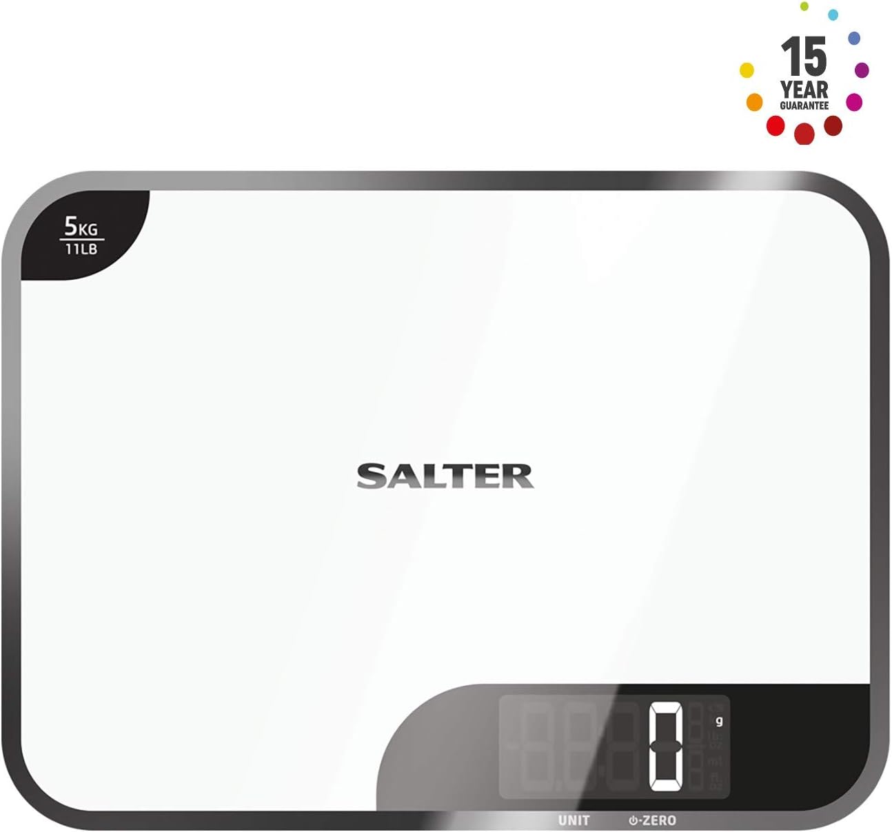 Salter 1064 WHDR Digital Kitchen Scale, 5kg Capacity, Easy Read Display, Add &Weigh/Tare Function