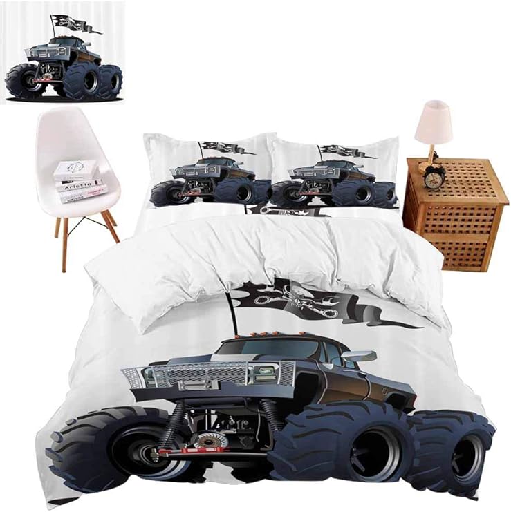 Amazon Com 4 Pieces 3d Christmas Bedding Set Monster Truck
