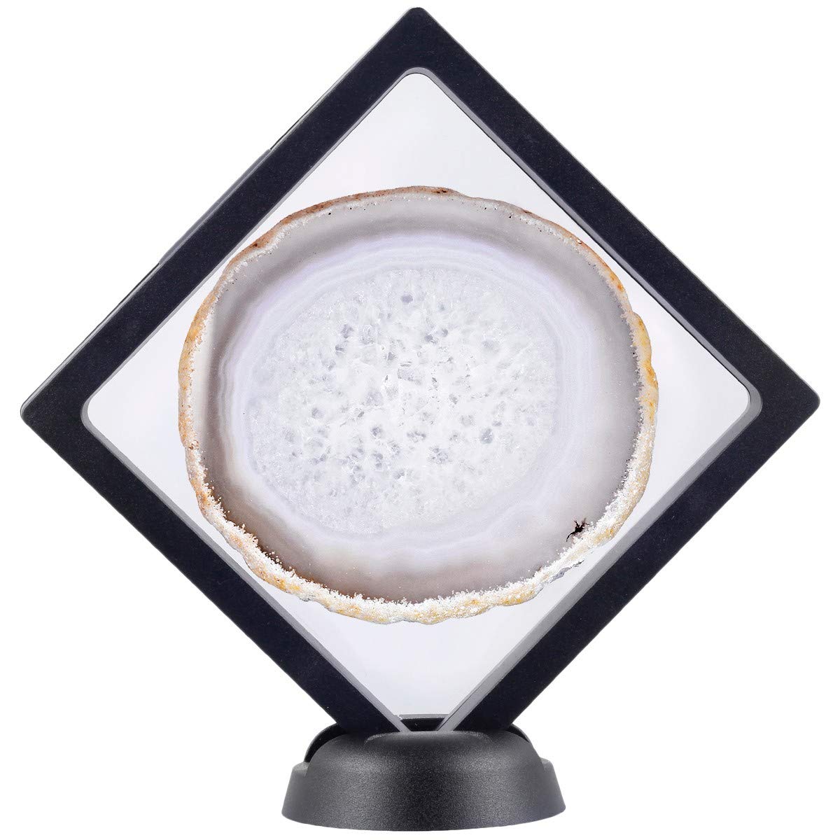 mookaitedecor Natural Agate Slices with Frame, Irregular Genuine Crystal Stone Slices Home Decor, Natural color