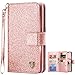 BENTOBEN iPhone Xs (2018) Case, iPhone X/10 Wallet Case, Glitter Bling Classy Leather Folio Flip Credit Card Holder Wristlet Shockproof Protective Phone Case for Apple iPhone X/10/XS, Rose Gold/Pink