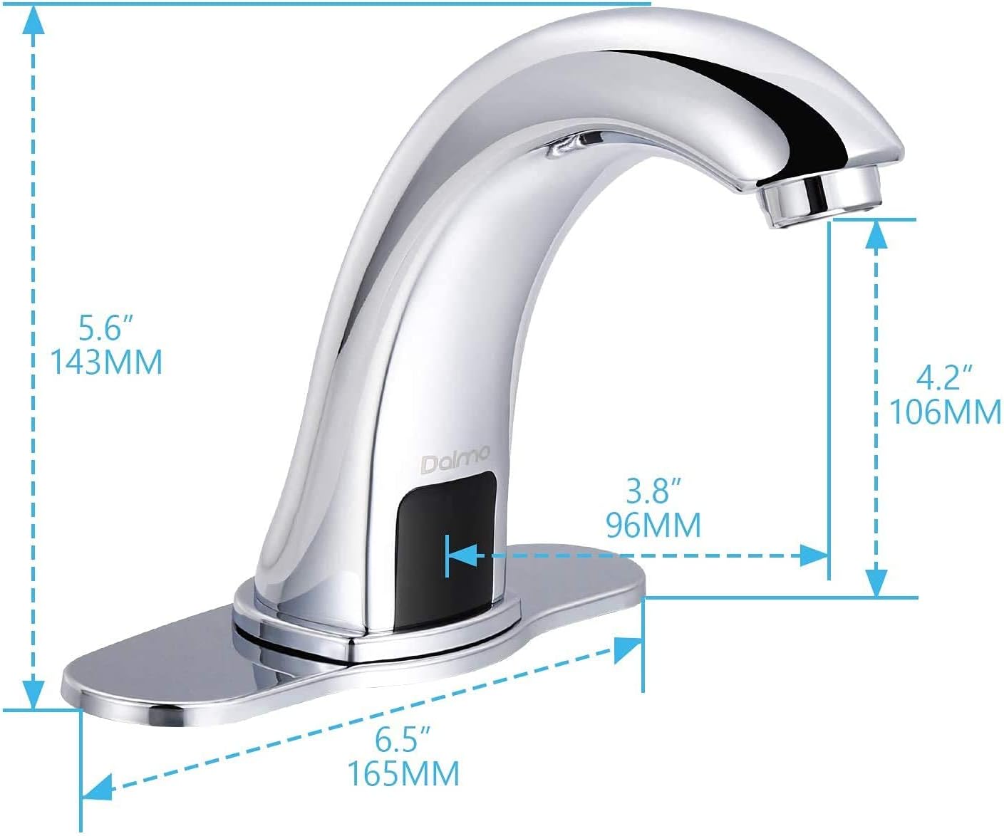 Dalmo Automatic Sensor Touchless Bathroom Sink Faucet with Hole Cover Plate, Chrome Hands Free Bathroom Water Tap with Control Box and Temperature Mixer, 1-Hole/3-Hole Vanity Faucet, Battery Powered: Home Improvement
