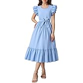 GOTHLETIC Girls Dresses Double Layer Ruffle Sleeve Dress Casual Summer Elegant A-Line Flowy Dresses 6-14 Years